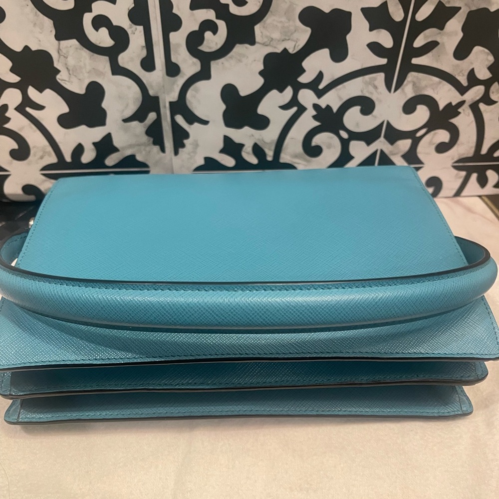EUC Prada Turchese Saffiano Lux Convertible 2 in 1 Sound Bag - Picture 9 of 16